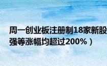 周一创业板注册制18家新股上市（N康泰、N卡倍亿、N捷强等涨幅均超过200%）