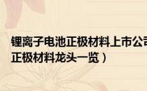 锂离子电池正极材料上市公司股票有哪些（相关锂离子电池正极材料龙头一览）