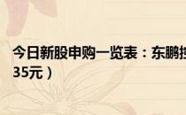 今日新股申购一览表：东鹏控股9月29日申购（发行价格11.35元）