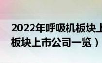 2022年呼吸机板块上市公司有哪些（呼吸机板块上市公司一览）