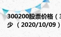 300200股票价格（300200股票价格今天多少 （2020/10/09））