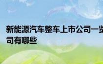 新能源汽车整车上市公司一览2021年新能源汽车整车上市公司有哪些