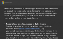 Outlook将于明年底不再向个人提供个性化电子邮件地址服务