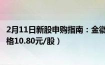 2月11日新股申购指南：金徽股份申购代码732132（发行价格10.80元/股）