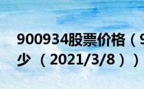 900934股票价格（900934股票价格今天多少 （2021/3/8））