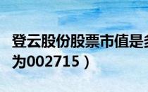 登云股份股票市值是多少（登云股份股票代码为002715）