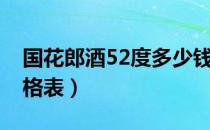 国花郎酒52度多少钱一瓶（国花郎酒52度价格表）