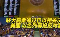 联合国大会高票通过巴以问题相关决议草案 美以等国投反对票